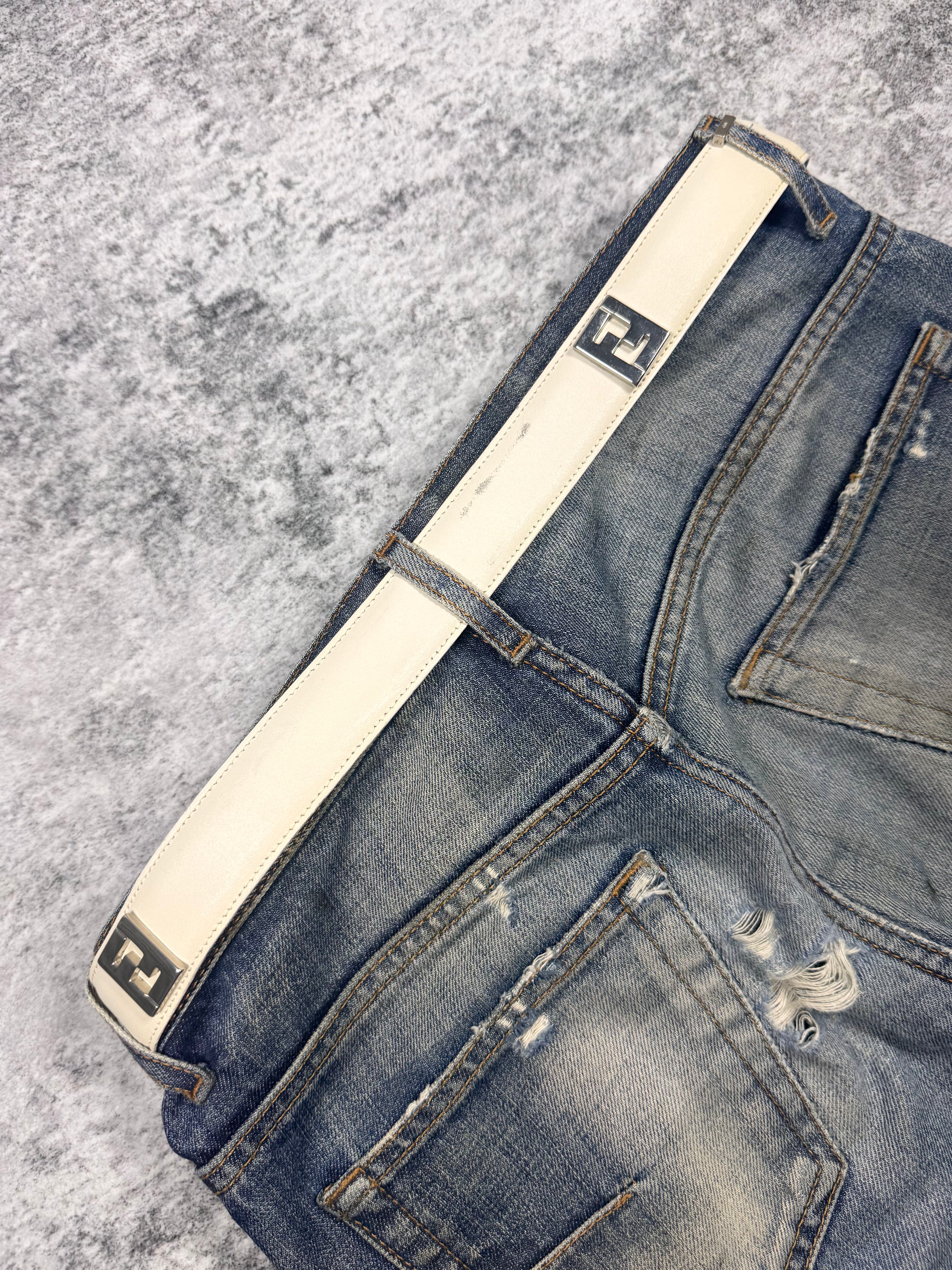 2000s Fendi Vintage ‘FF’ Plaque White Women’s Leather Belt