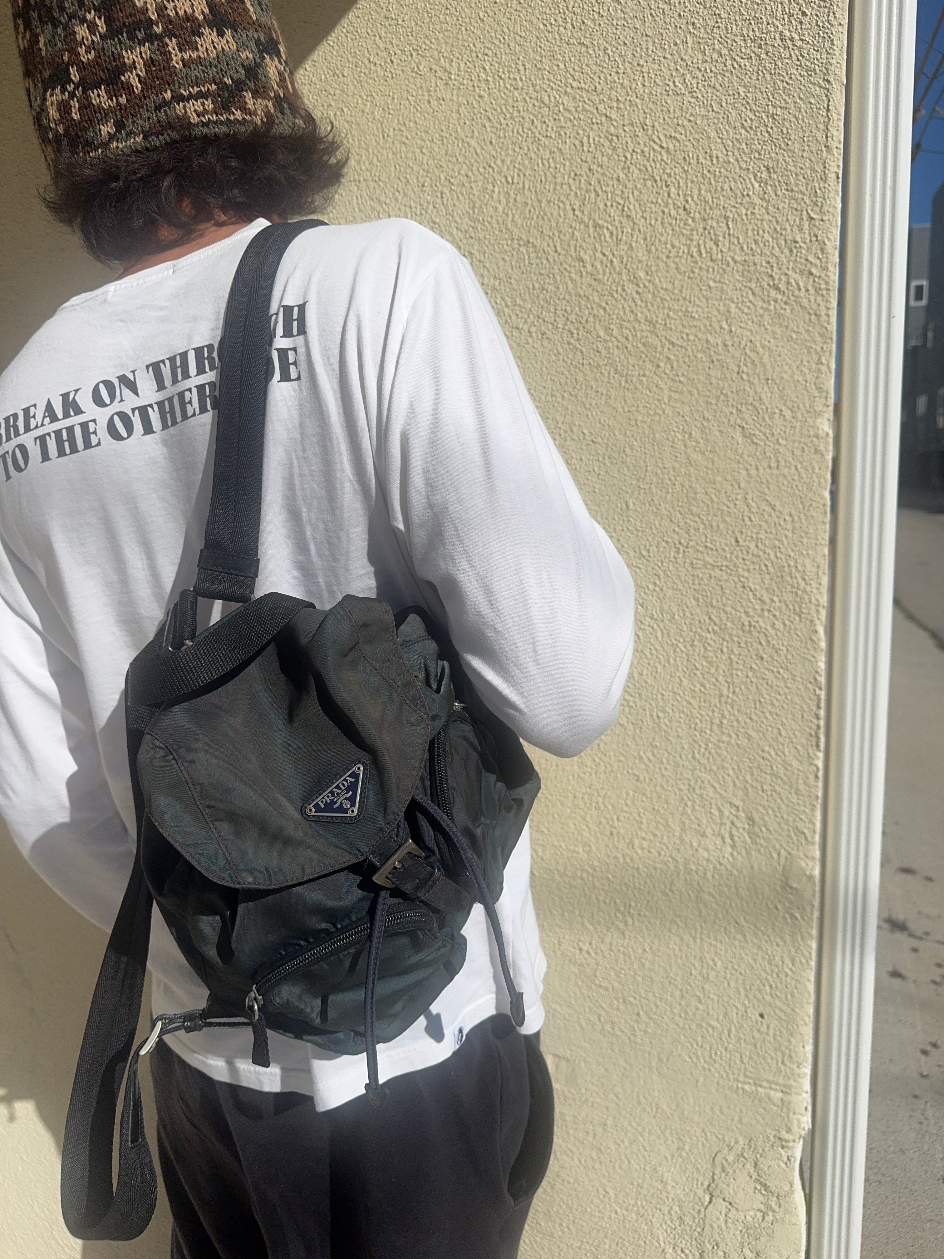 2000s Prada Milano ‘Ebano’ Tessuto Zipper Nylon Backpack