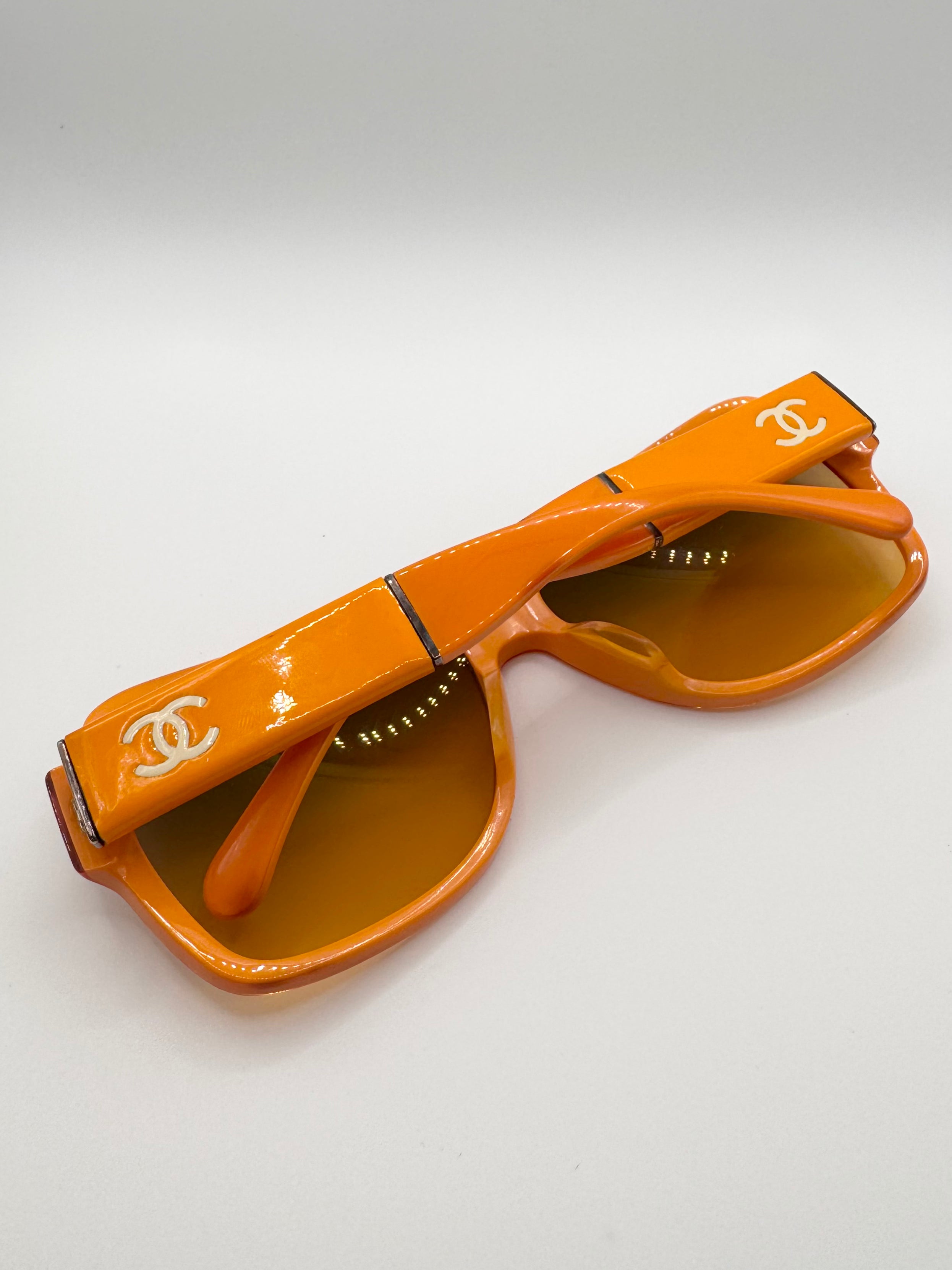 Chanel 00s Orange Rubbersized ‘CC’ Logo Sunglasses