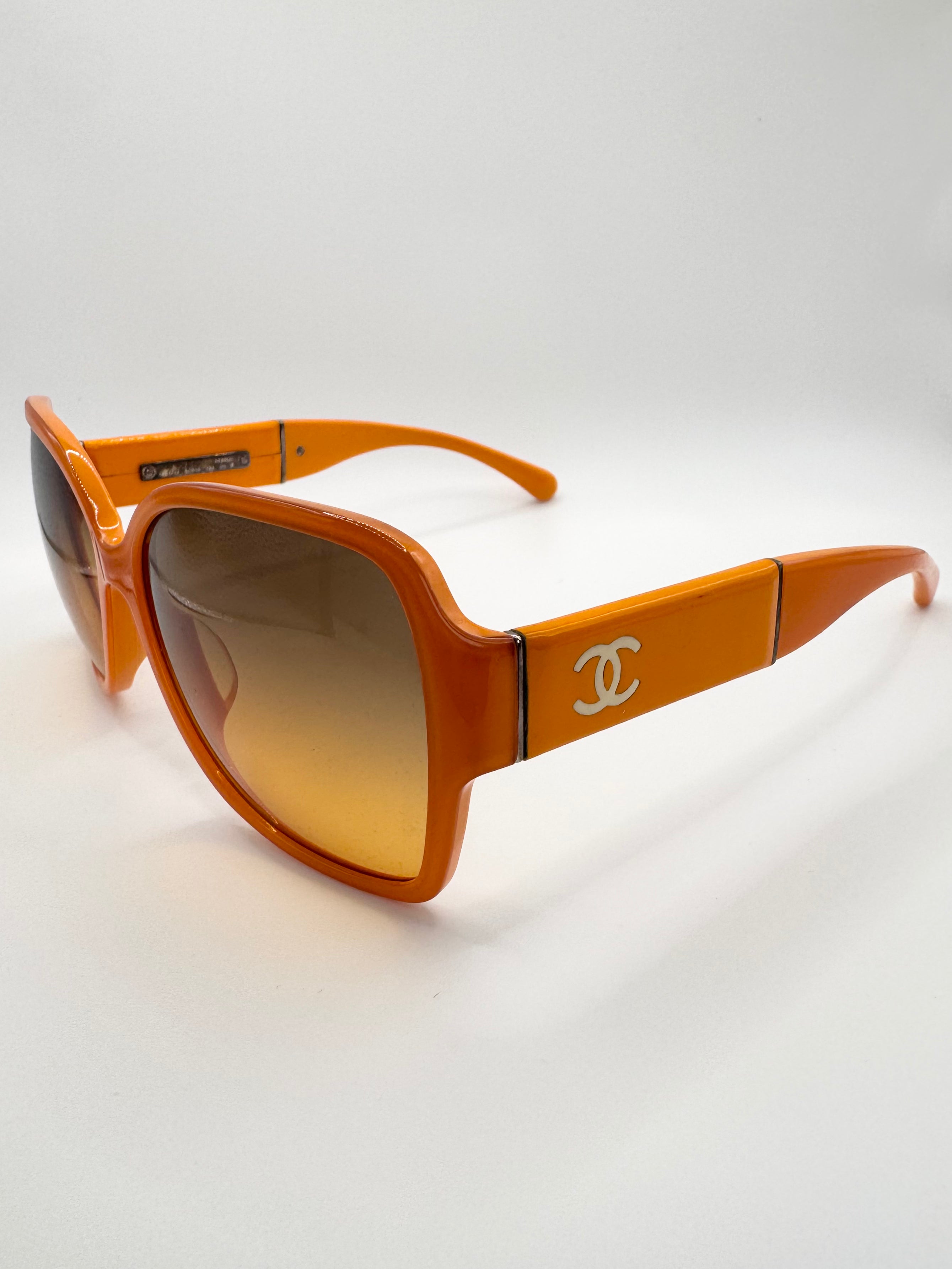 Chanel 00s Orange Rubbersized ‘CC’ Logo Sunglasses