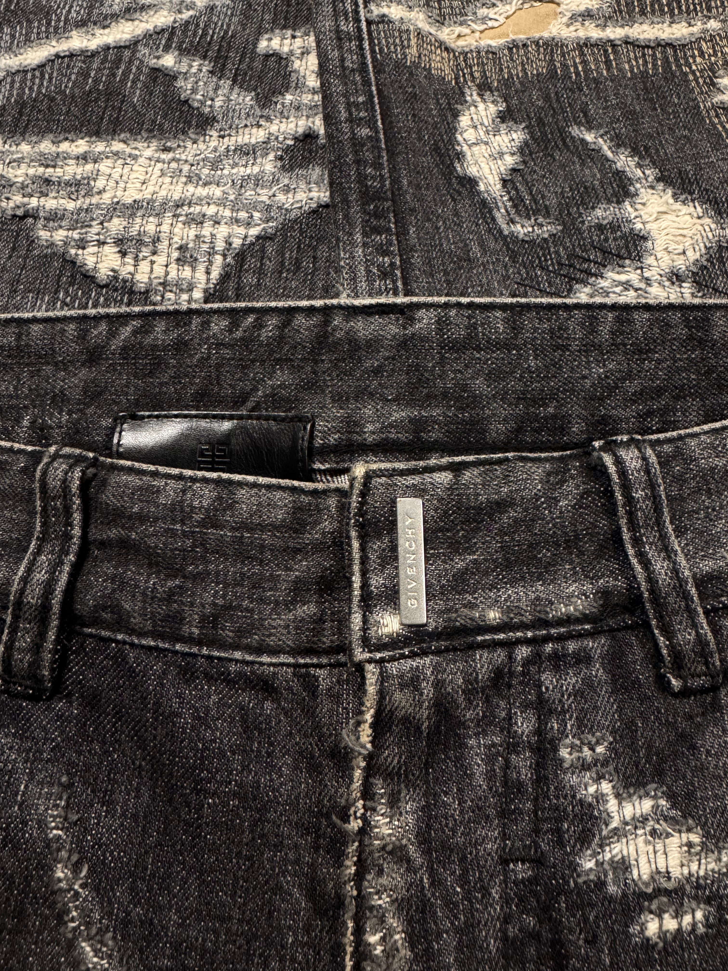 Givenchy FW22 Matthew Williams Boro Distressed Moleskin Patched Denim