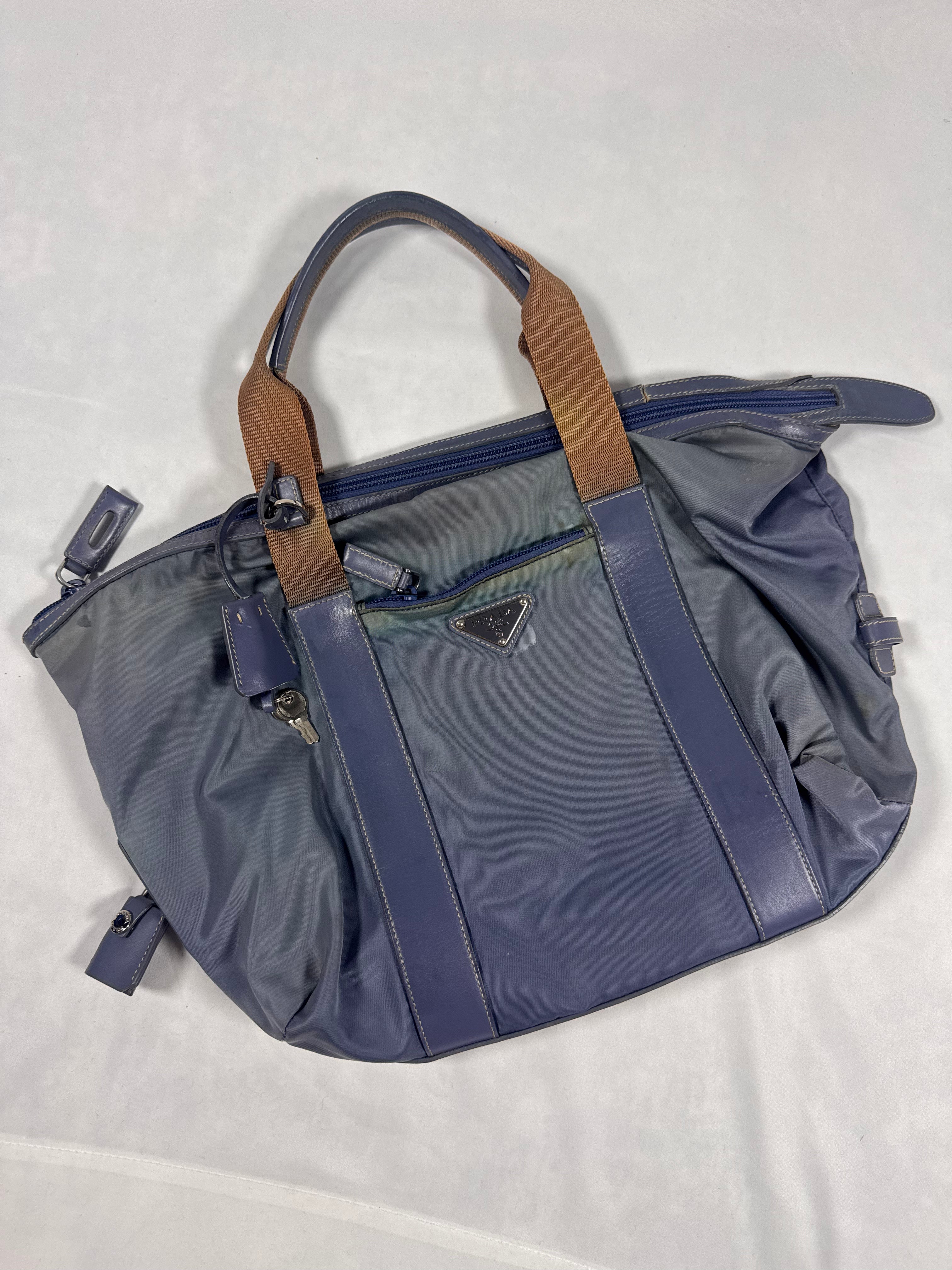 2000s Prada Milano 'Argento' Nylon Mini Boston Bag
