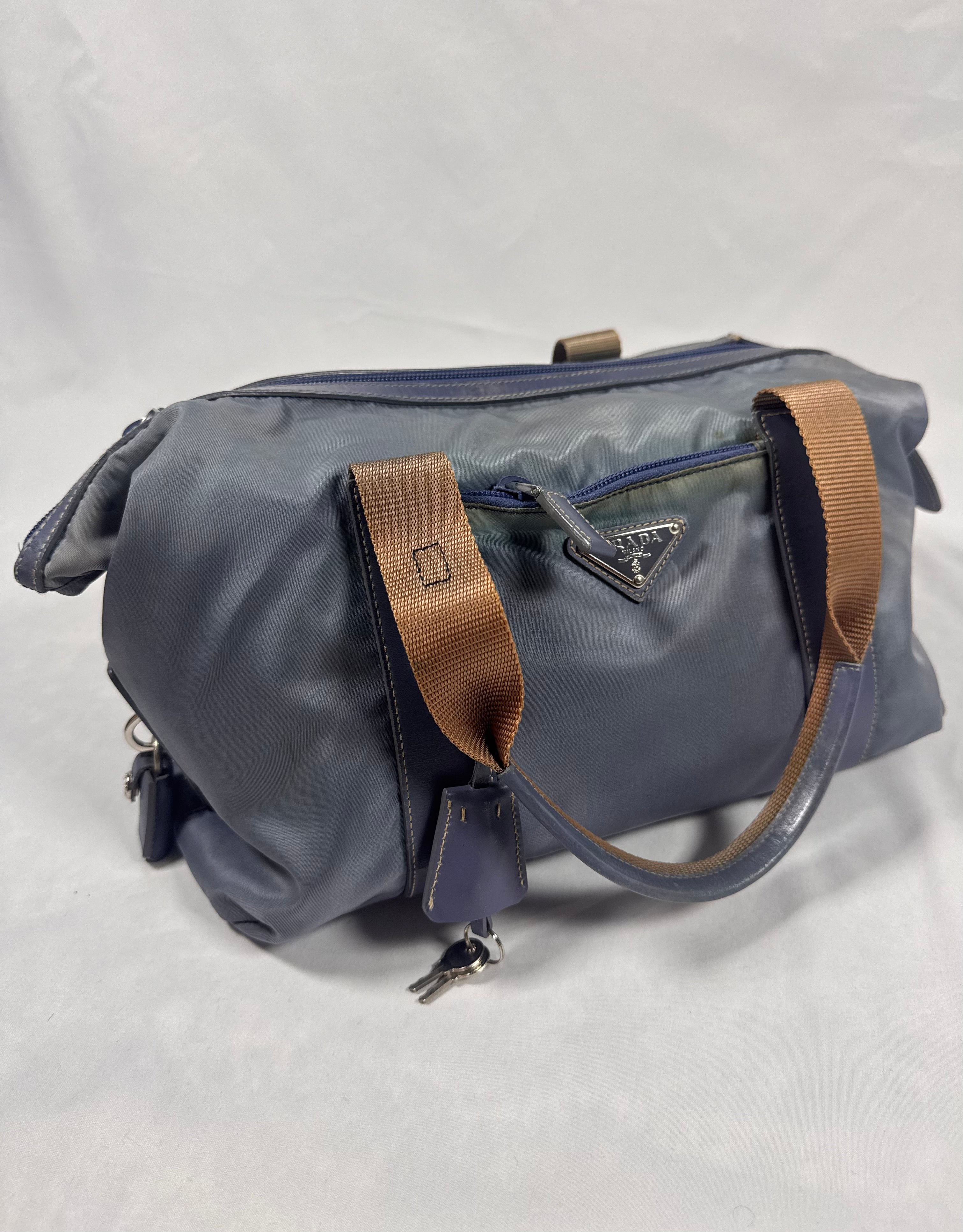 2000s Prada Milano 'Argento' Nylon Mini Boston Bag