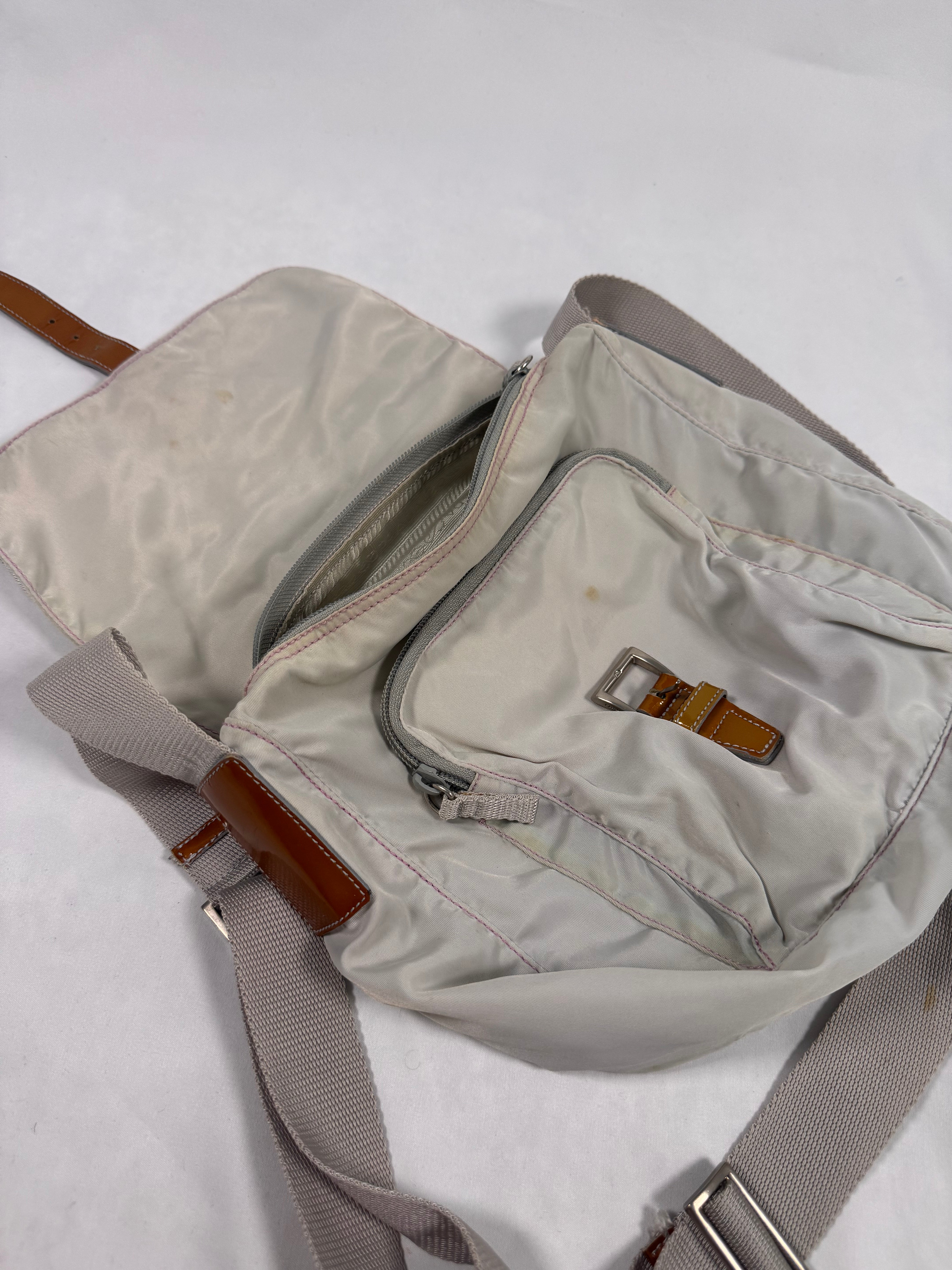 2000s Prada Milano 'Lilla' Faded Nylon Crossbody Bag