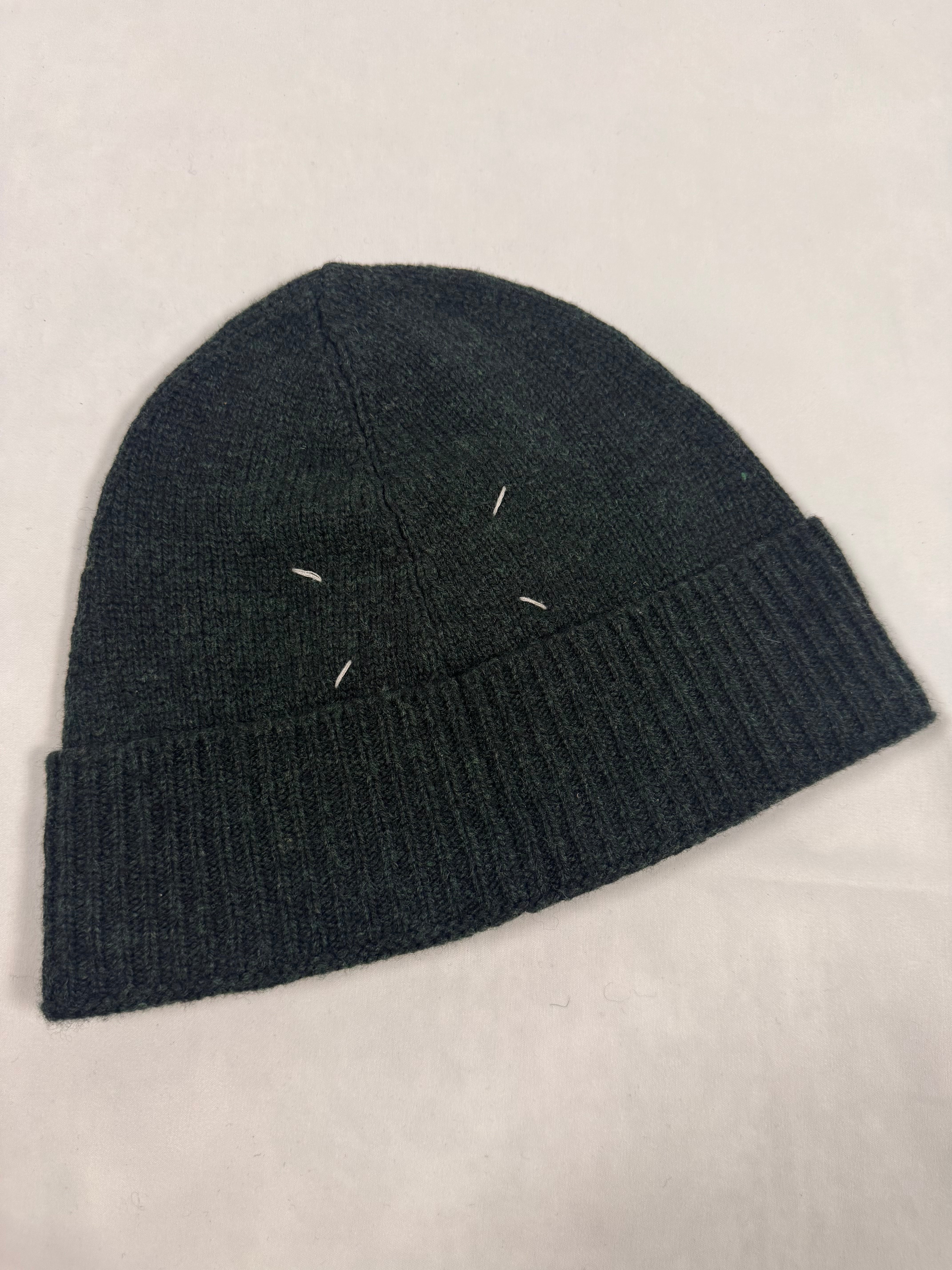 FW21 Maison Margiela Green Four-Stitch Wool Beanie