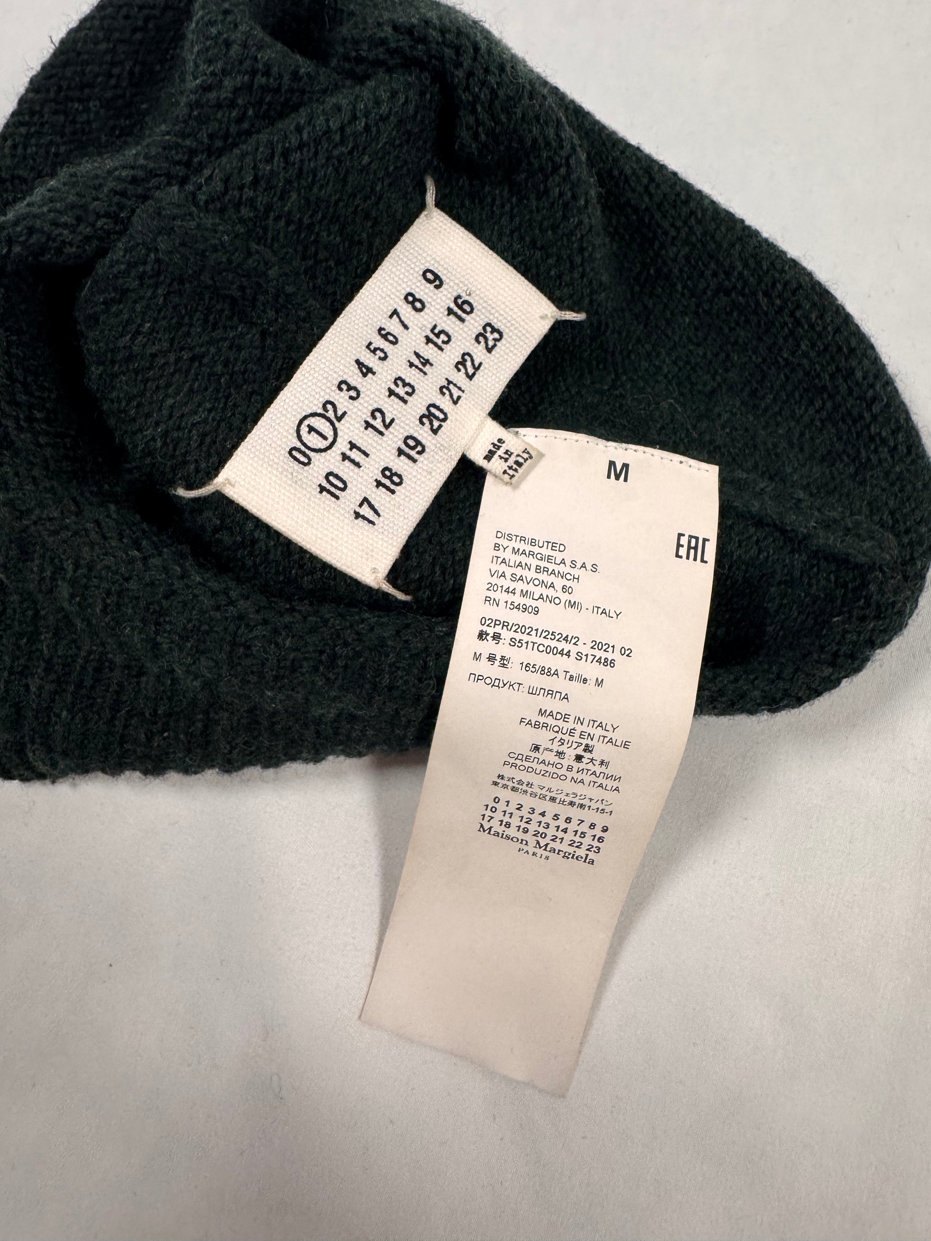 FW21 Maison Margiela Green Four-Stitch Wool Beanie