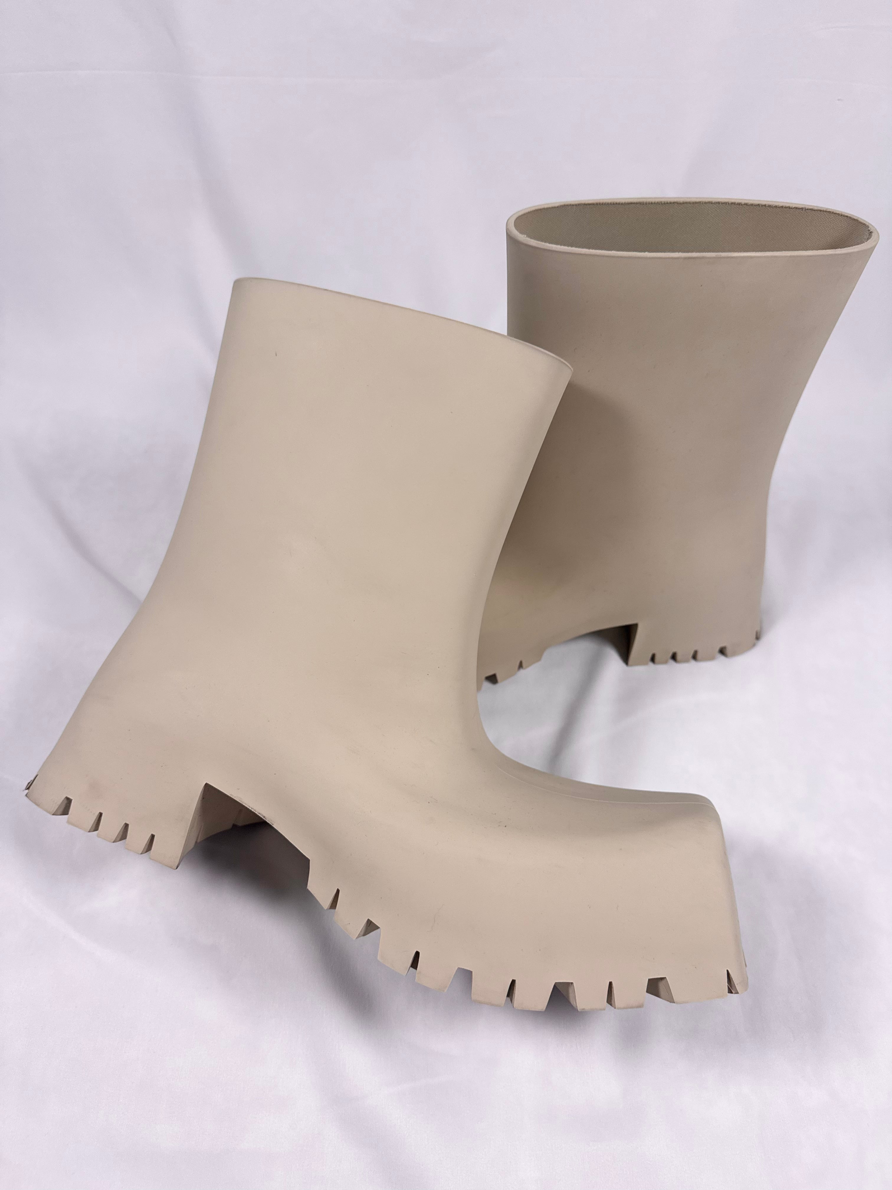 SS22 Balenciaga 'Cream' Trooper Rubberized Boots