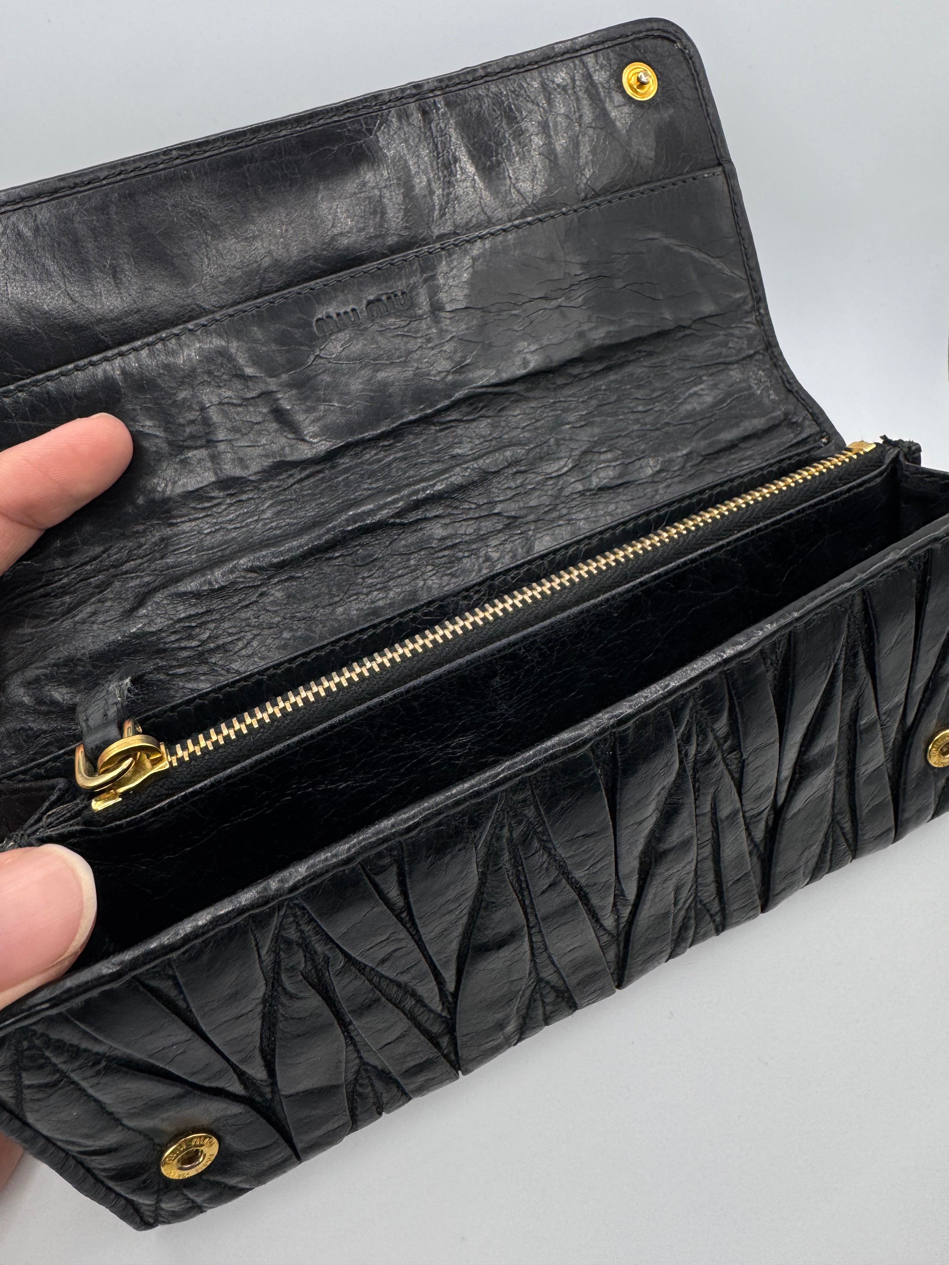 2000s Miu Miu ‘Nero’ Matelasse Leather Wallet