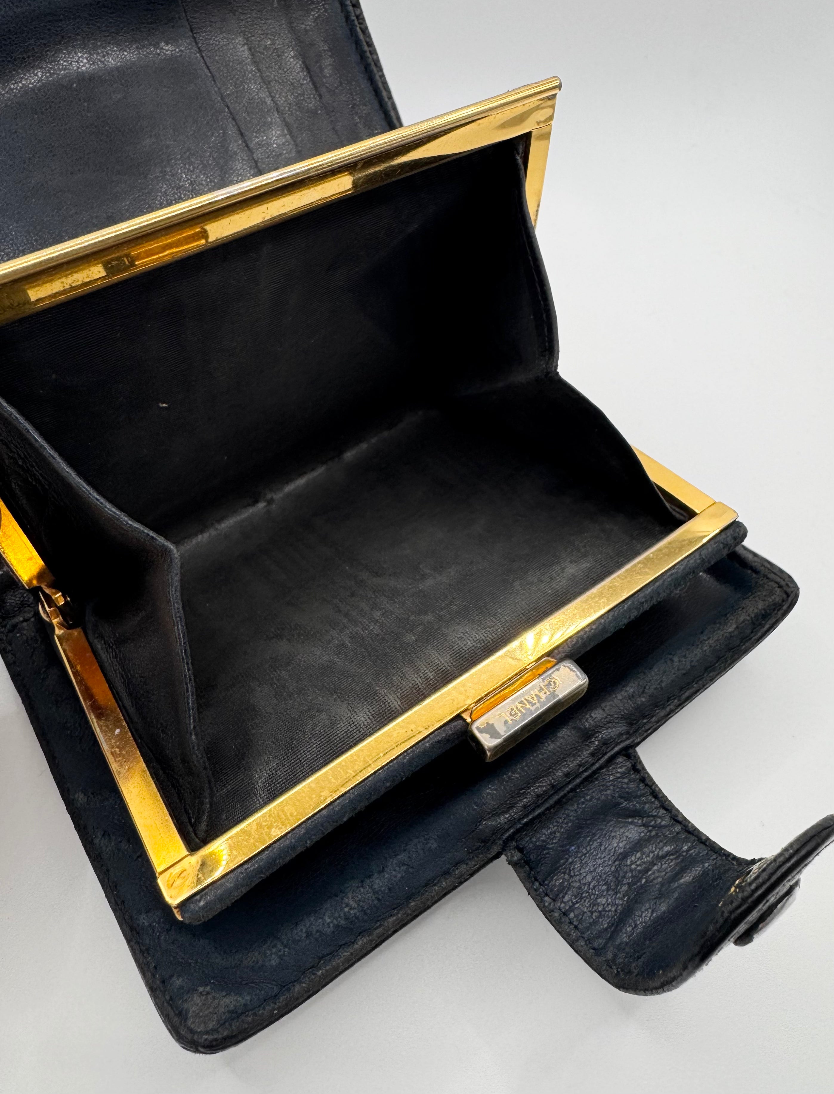 2000s Chanel Black ‘CC’ Caviar Flap Leather Wallet