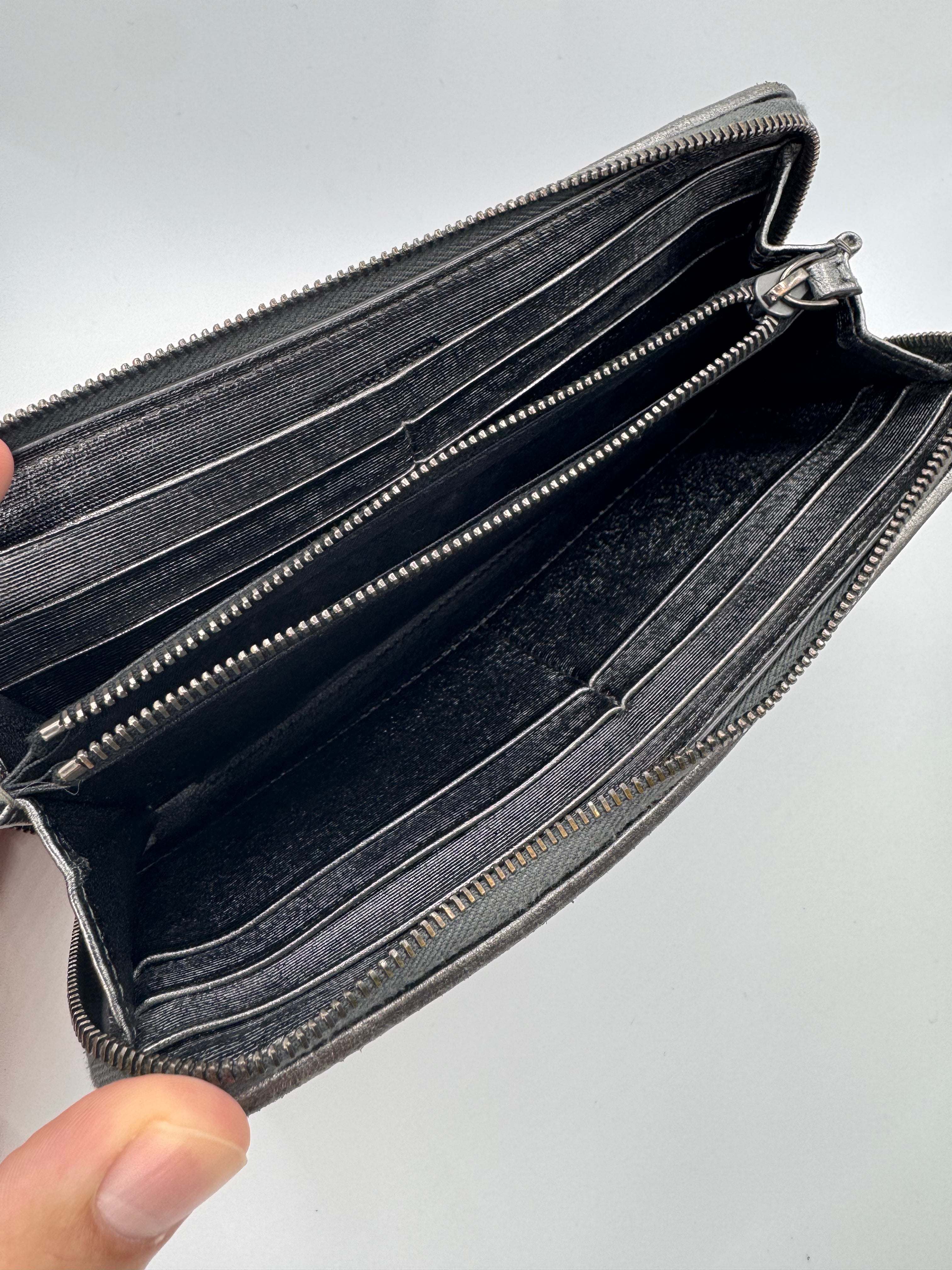 Bottega Veneta ‘Intreciatto’ Silver Tint Leather Wallet