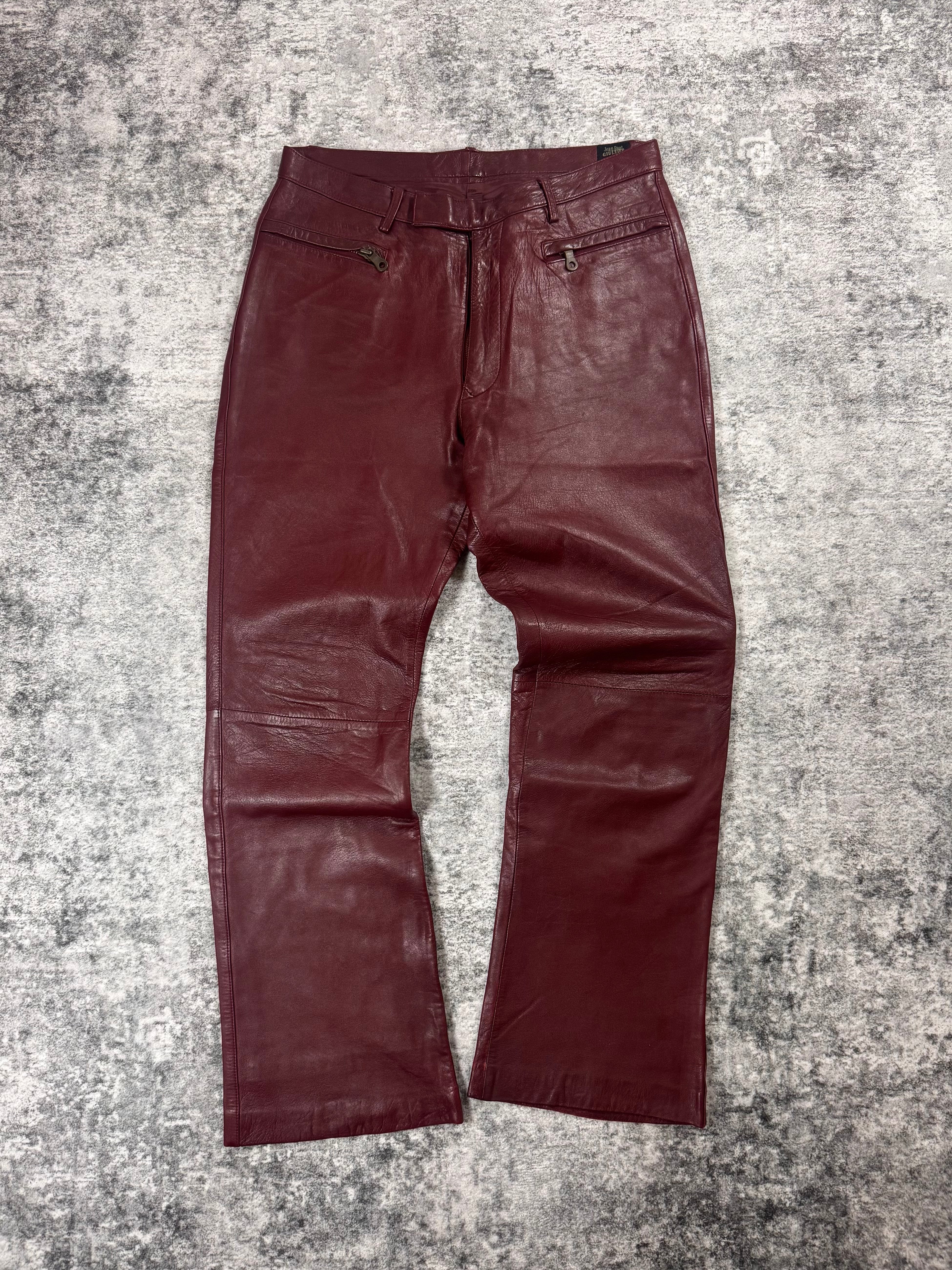 2000s Jean Paul Gaultier Homme Lamb Leather Flare Pants