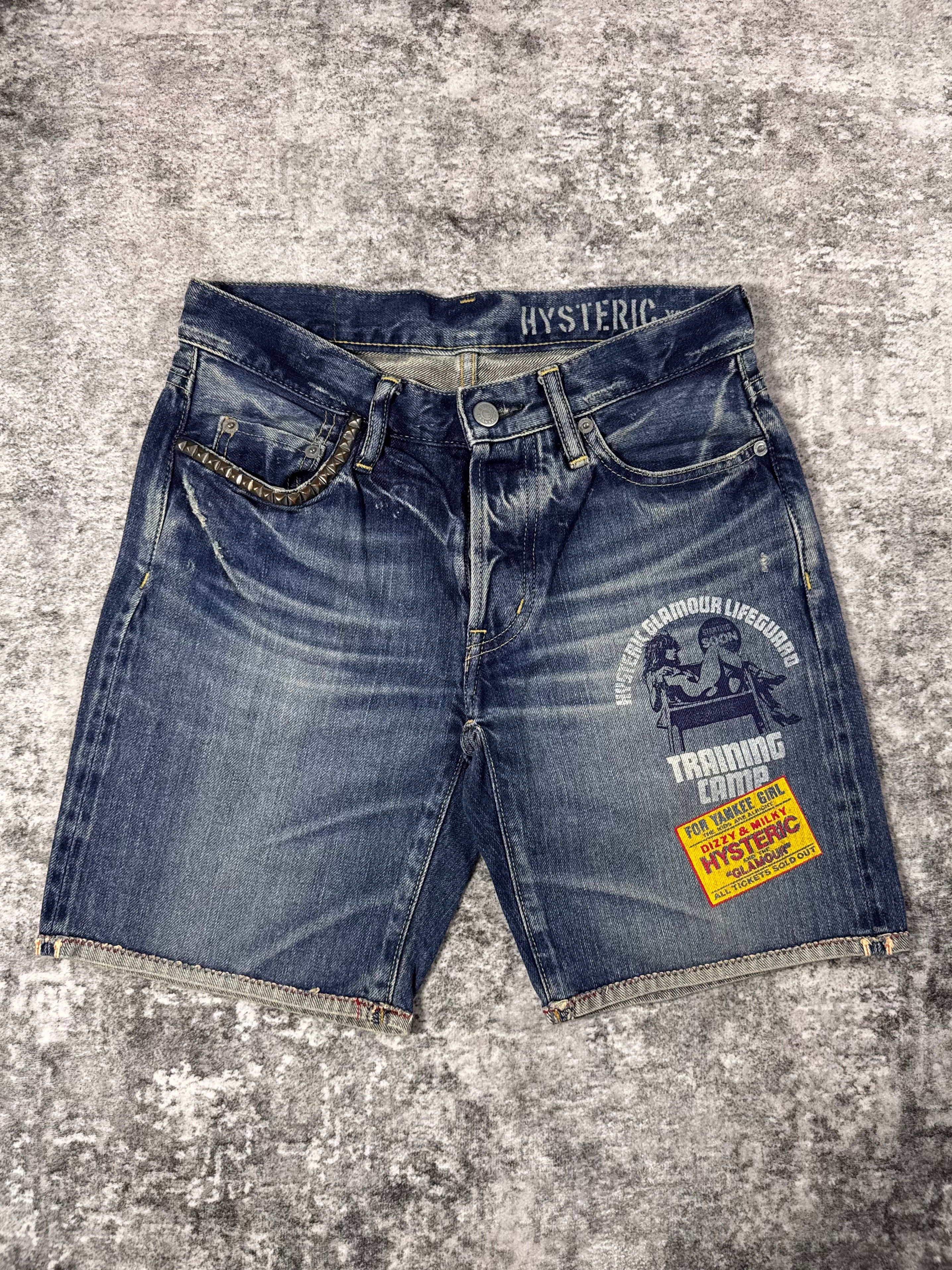 Hysteric Glamour 00s Multi-Print Studded Denim Shorts