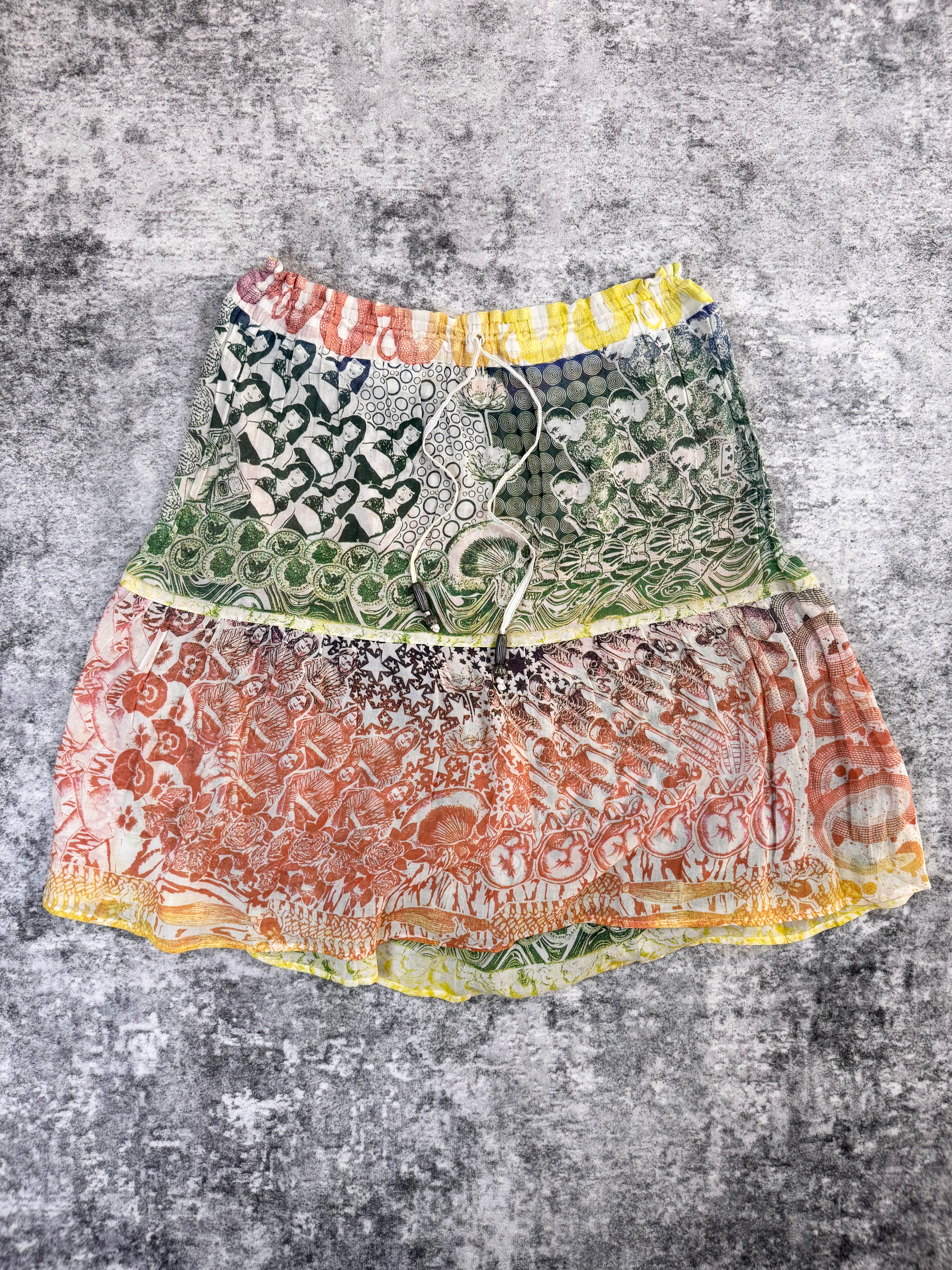 90s Hysteric Glamour 'Psychedelic' Rainbow Snake Motif Skirt