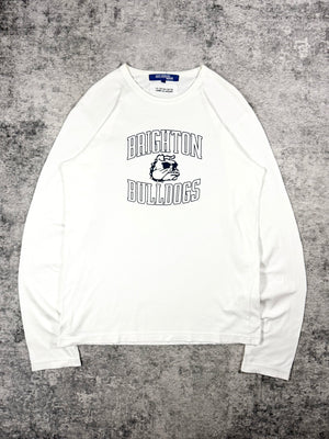 Vintage Junya Watanabe MAN long sleeve in collaboration with 10 Corso Como inspired by collegiate American school wear featuring the Brighton Bulldogs graphic. 