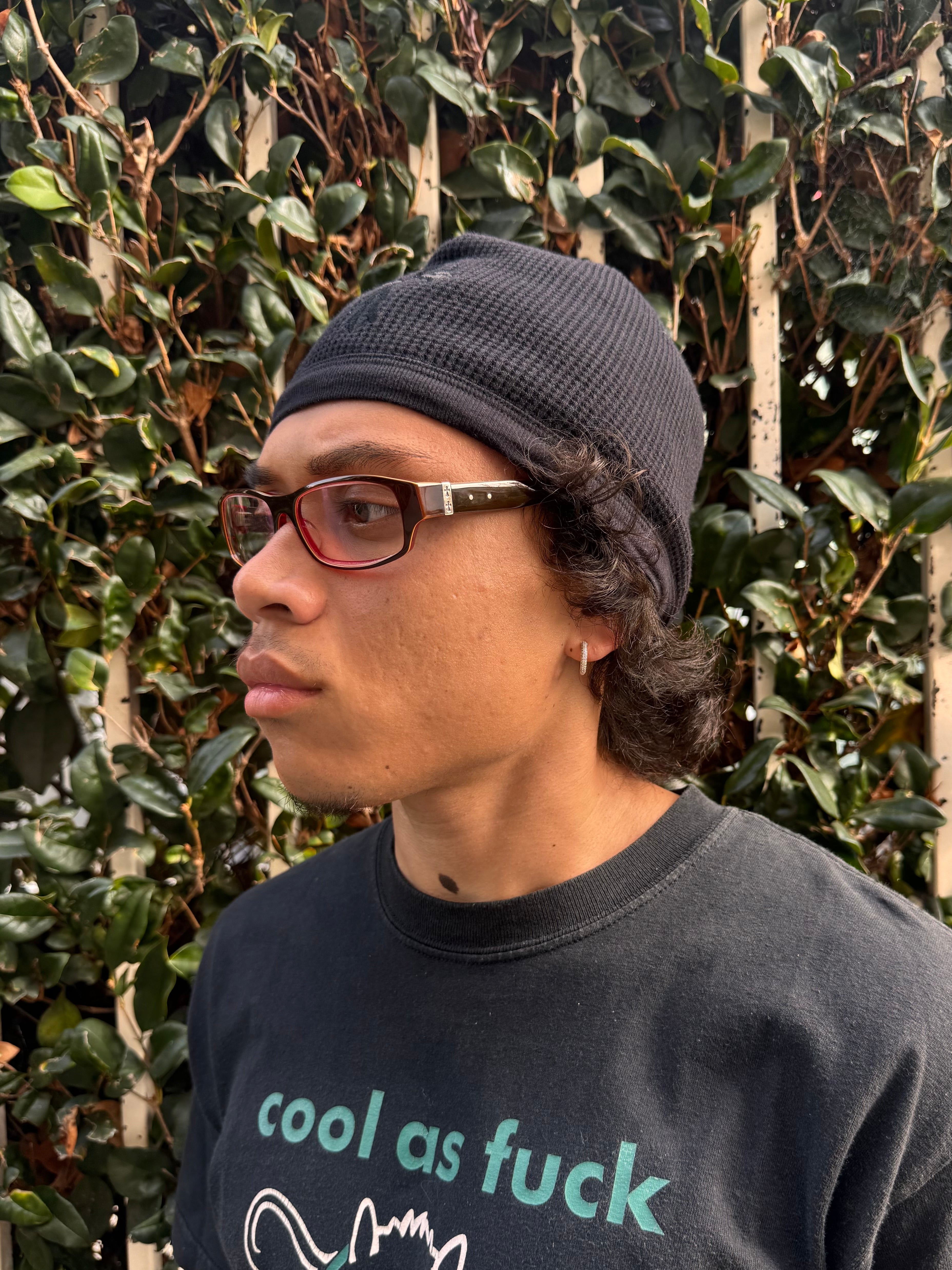 Model wearing Chrome Hearts ‘Shooter’ Lava Cemetery Cross Glass Frames