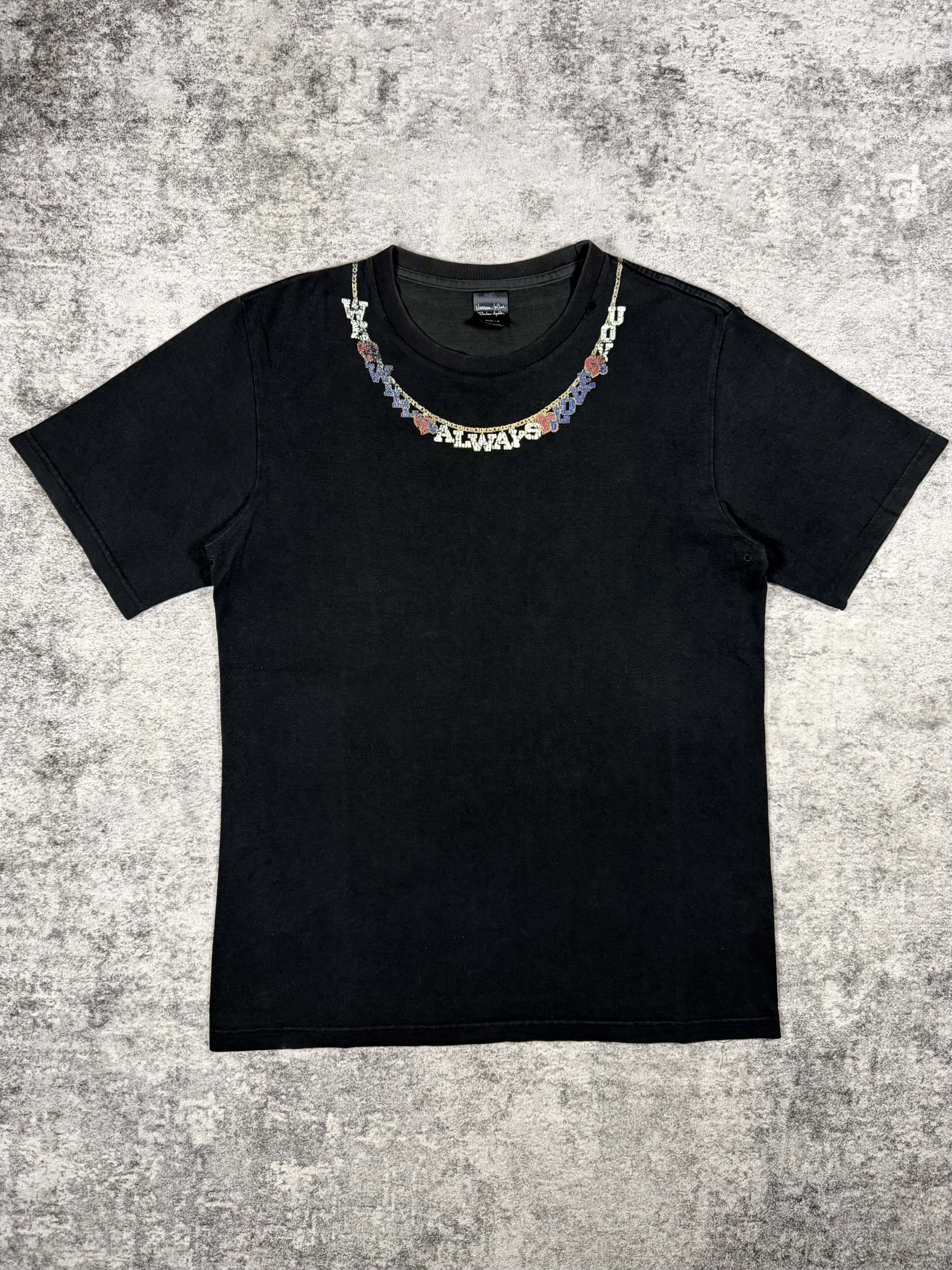Classic Number Nine t shirt from Autumn Winter 2003 Touch Me Im Sick T shirt with distressed crying heart necklace on the collar 