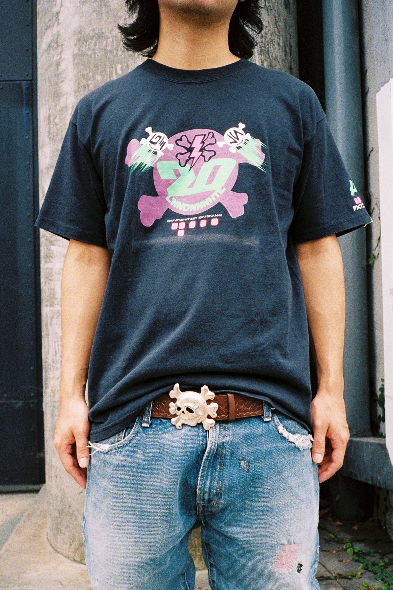 AW03 Undercover “Paper Doll” Skull Studded Scale Leather Belt